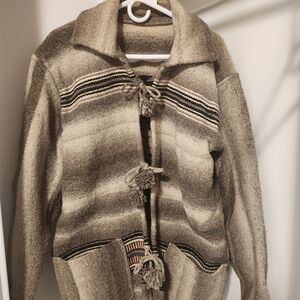 Women's Beige Striped Knit Jacket